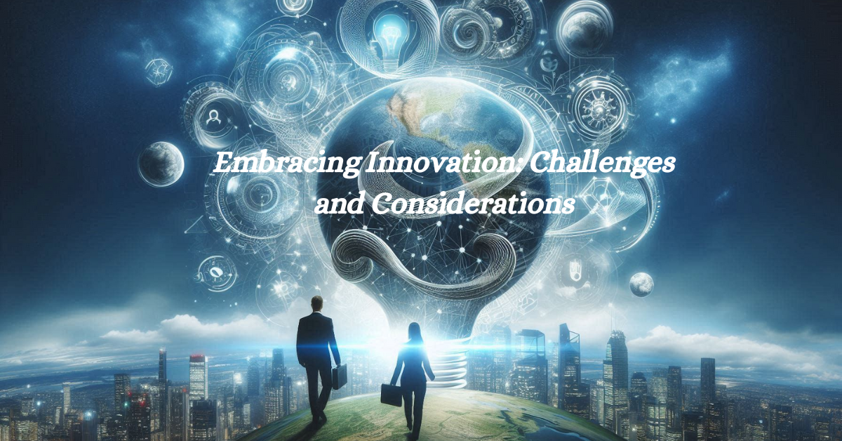 Abstract image representing the theme "Embracing Innovation: Challenges and Considerations," emphasizing efficiency as the central focus.