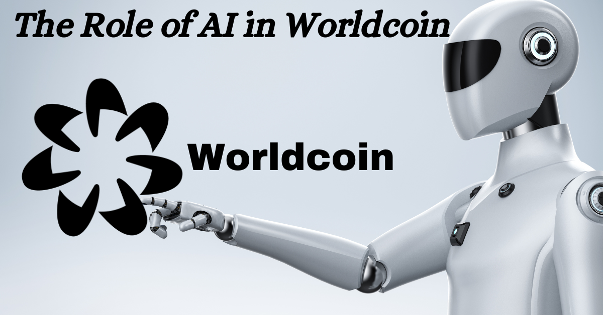 An illustration showing interconnected nodes representing the role of AI in Worldcoin.