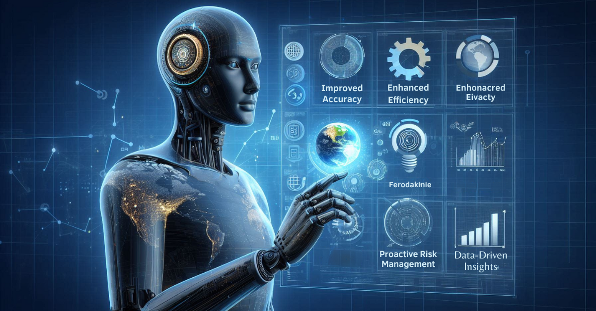 Illustration showing graphs and data with the text 'Benefits of AI-Driven Forecasting'