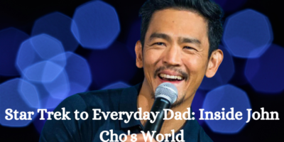 Actor John Cho in a casual setting, embodying his transformation from a Star Trek character to an everyday dad.