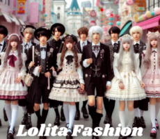 "Graphic representing Lolita fashion community connections, portraying elements of both offline and online interaction, with emphasis on the shared passion that extends beyond the frills of the clothing.