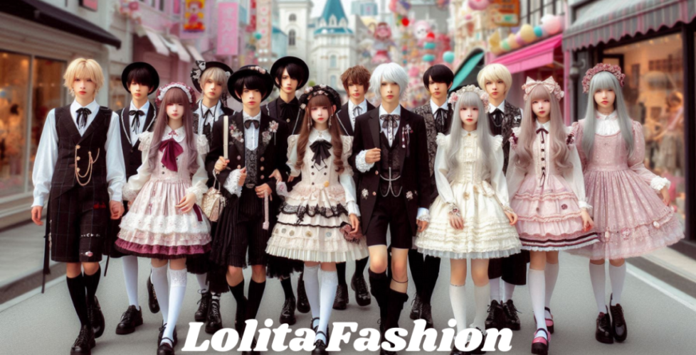 "Graphic representing Lolita fashion community connections, portraying elements of both offline and online interaction, with emphasis on the shared passion that extends beyond the frills of the clothing.