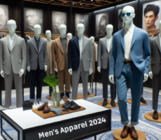 A collection of sustainable and ethically-sourced men's fashion items from the 2024 trends, illustrating the fusion of ethics and aesthetics in men's apparel.