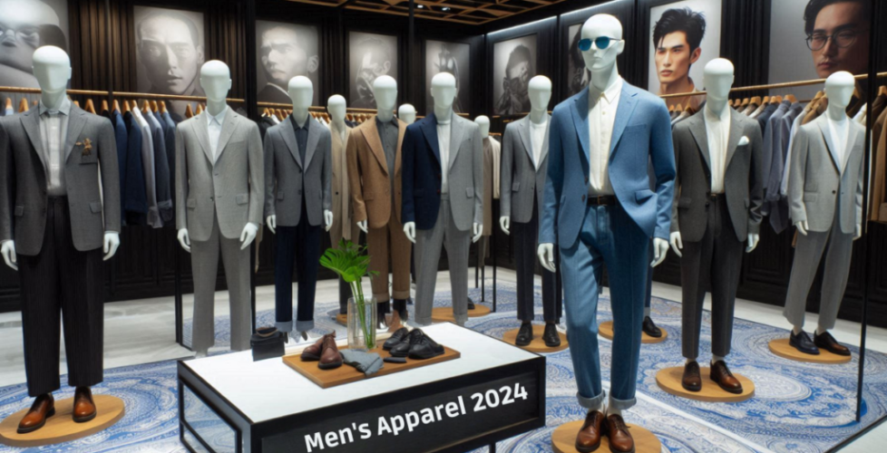 A collection of sustainable and ethically-sourced men's fashion items from the 2024 trends, illustrating the fusion of ethics and aesthetics in men's apparel.